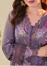 Grace Z-(s1266) - Stitched Embroidered 3pc CHIKANKARI Lawn Dress With Printed Munar Dupatta.